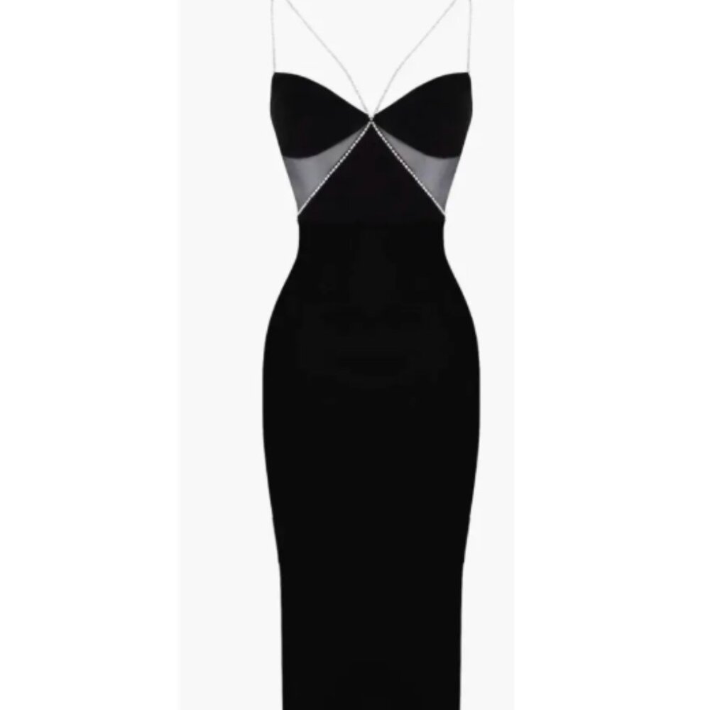 Heiress Beverly Hills Black Diamanté Strap Cutout Dress